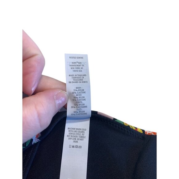 Aerie Offline Floral Print Mesh Back Plunge Sports Bra Black Size Small - Picture 6 of 8